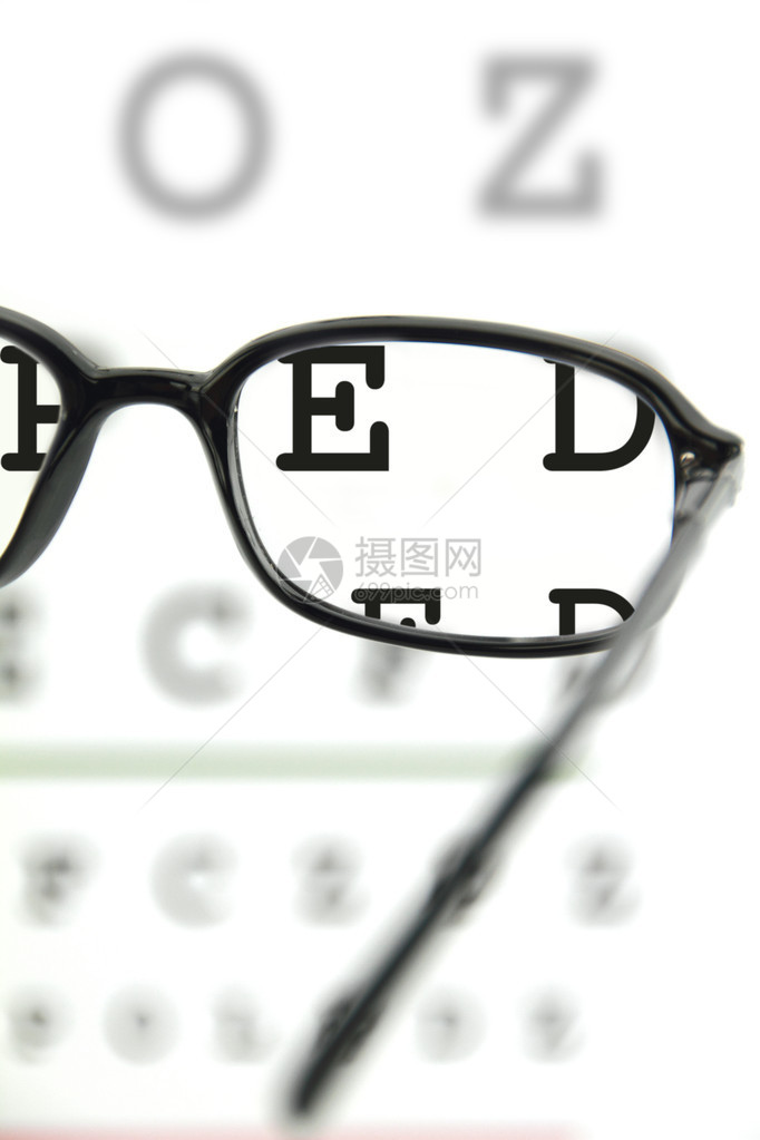 视力表上的黑色眼镜图片
