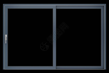 黑色背景上孤立的金属窗口图片