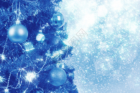 蓝色圣诞节背景树上和图片