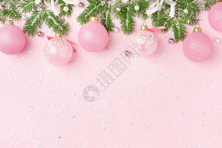 圣诞装饰品装饰品粉红的圣诞背景背景图片