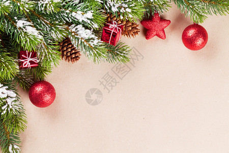 圣诞节背景有雪红树腐烂的装饰图片