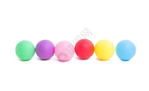 在白色背景上隔离的彩色球乒乓球背景图片
