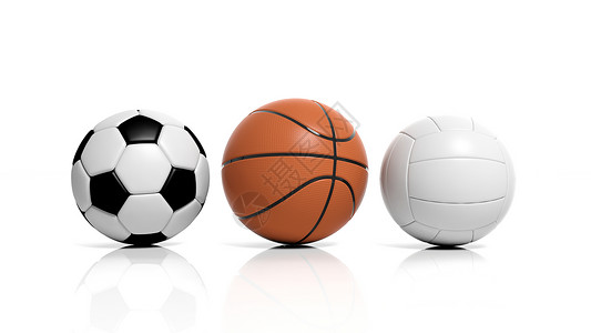 排球篮球和足球被白色隔离图片