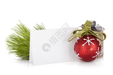 清空的圣诞节礼品卡和球孤图片