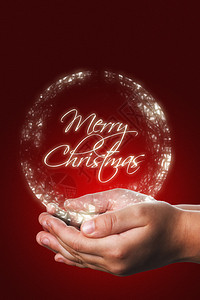 圣诞节卡片上有一个闪亮的球图片