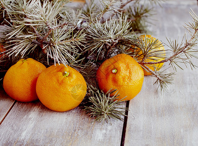 圣诞球有红树枝橘子松果和杯子还图片