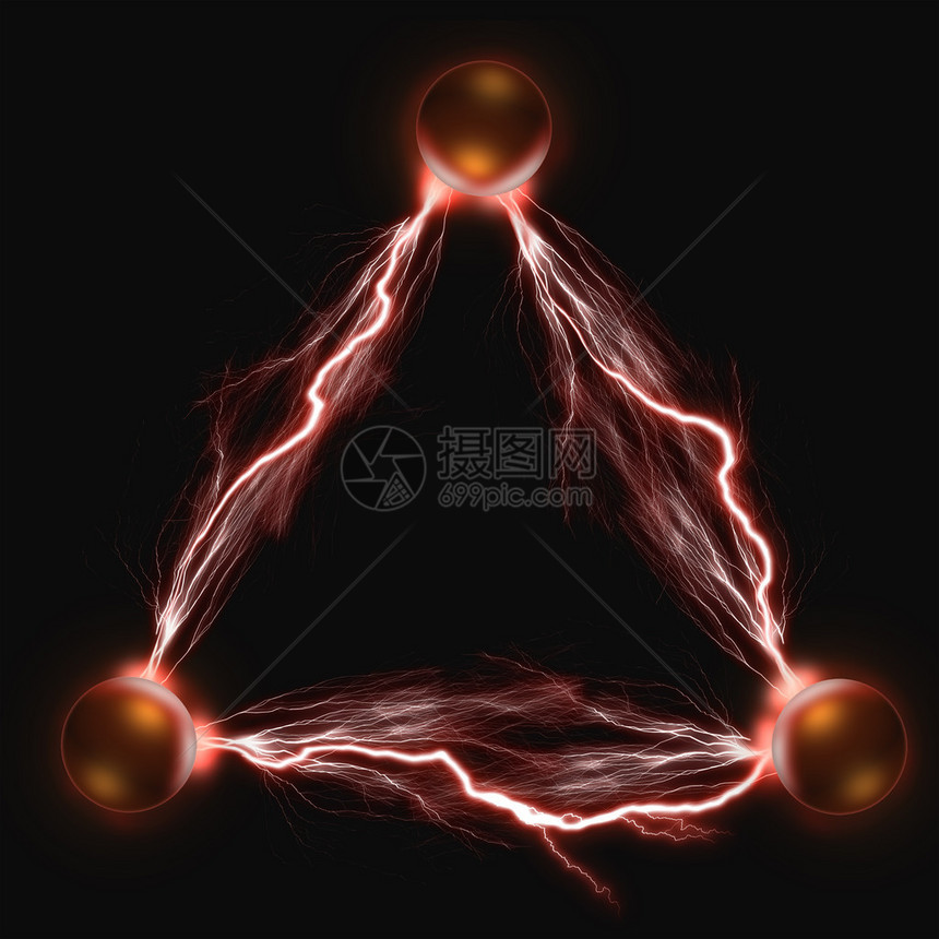 三个铜电球能量和电力的概图片