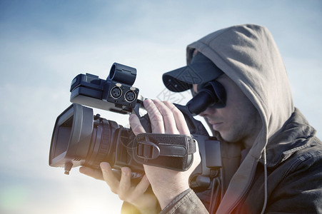 电影制片高定义现代摄影机男拍一背景图片