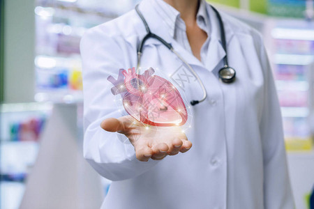 医生手里拿着一颗心血管系图片