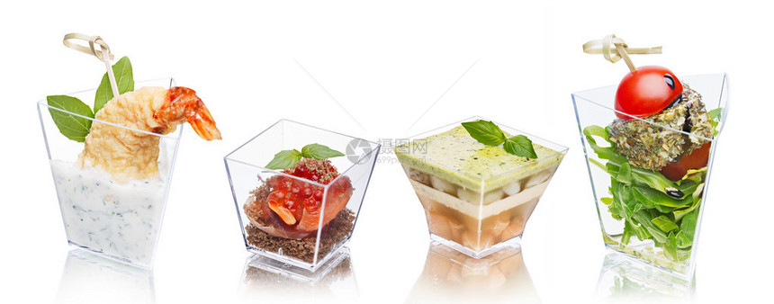 用透明眼镜开胃菜零食手指食物有不同图片