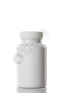 白色背景上的白色塑料瓶补充剂图片