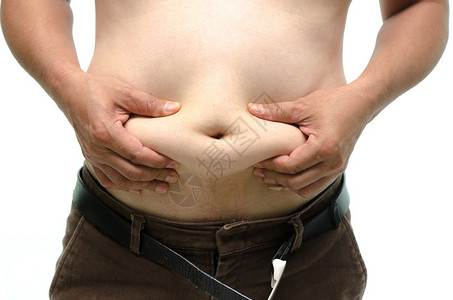 孤立的白色背景上的肥胖男身体部位图片