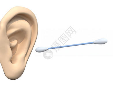消毒棉棒人体耳和棉3D插图设计图片