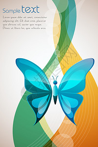 带有样本文字的抽象背景上的蝴蝶图片
