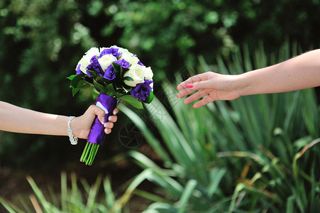 新娘用白玫瑰和紫玫瑰图片