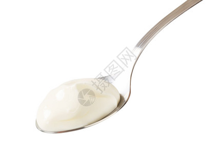 一勺光滑的原味酸奶图片