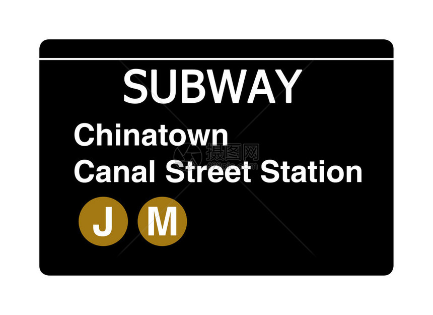 唐人顿运河街地铁标志孤立在白色纽约图片