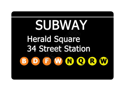 先驱广场34街车站标牌孤立在白色上美国图片