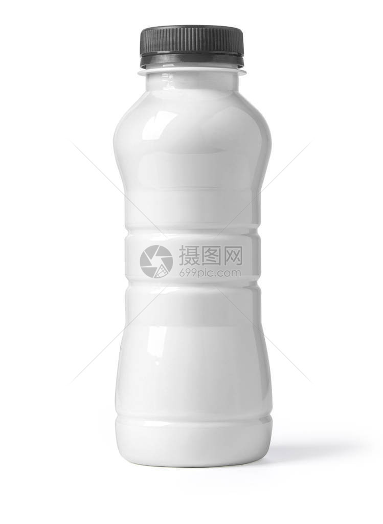 白色塑料瓶在白背景与剪切路径隔离图片