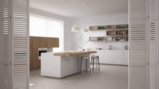 现代简约厨房的白色折叠门图片