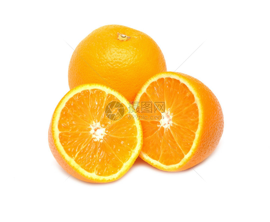 关闭橙色与另一半隔离在白色背景图片