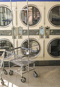 洗衣店的工业洗衣机行图片