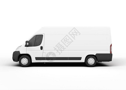 白色送货卡车渲染白色背景图片