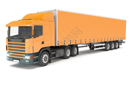 白色背景下橙色货运卡车的3d渲染背景图片