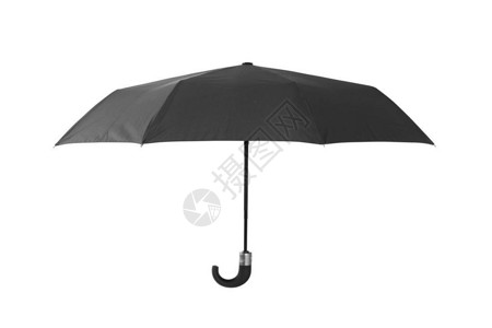 开放黑色雨伞在白色上隔离图片