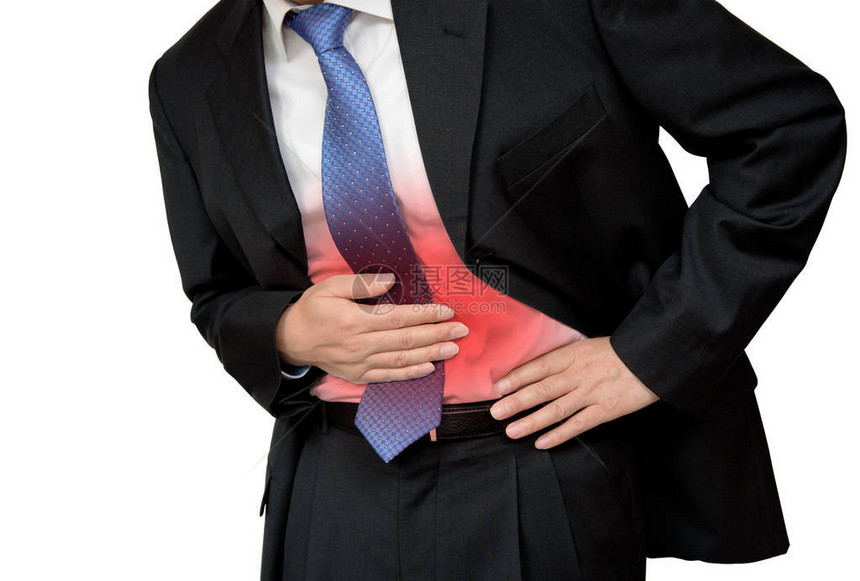 商人在胃部疼痛中忍受着胃痛或消图片