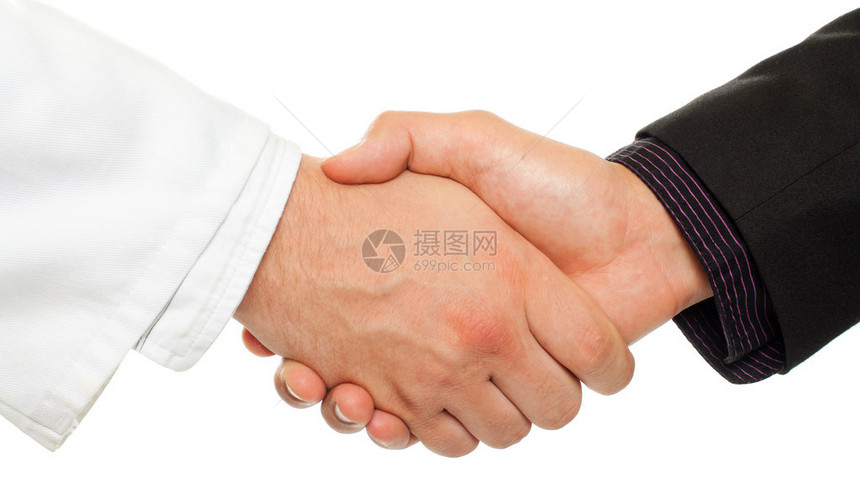 一个商人和一个医生握手孤图片