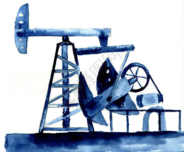 石油井架的抽象剪影墨绘插图图片