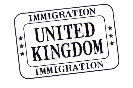 英国移民签证章白种背景孤立的联合王国图片