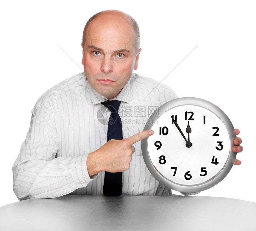 一个有钟表脸的商人时间图片