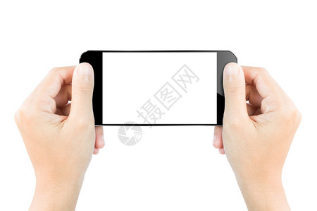 关闭手握智能手机显示屏幕显示内部孤立的白色剪切路径Nameinfo图片