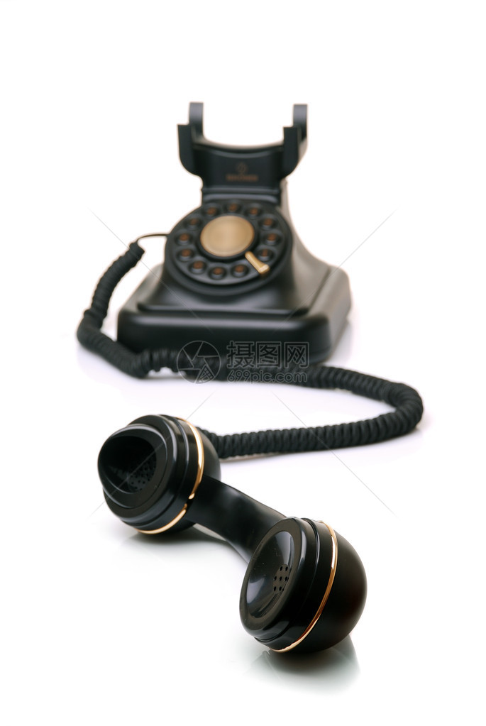 白色的旧老式电话图片