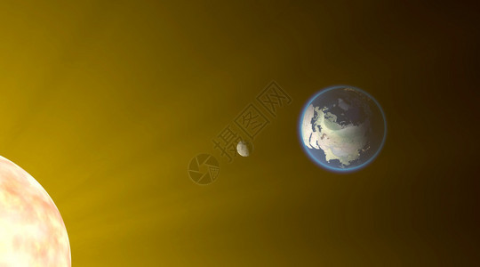 日食空间地球月亮太阳背景图片