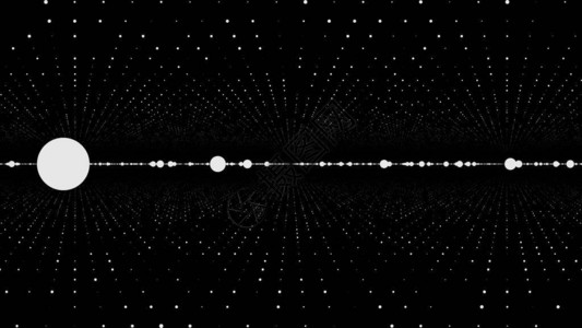 在抽象分形点矩阵格中移动移动无限方形扭曲隧道的闪亮耀斑飞入几何点结构无限空间动态背景图片
