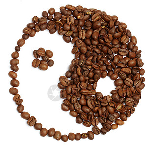咖啡豆制成的阴阳符号图片