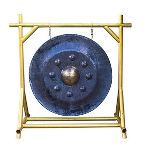泰国传统古董黑金属凝胶金属钢鼓在白色背景和剪切图片