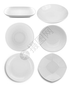 白色背景上的盘子和碗图片