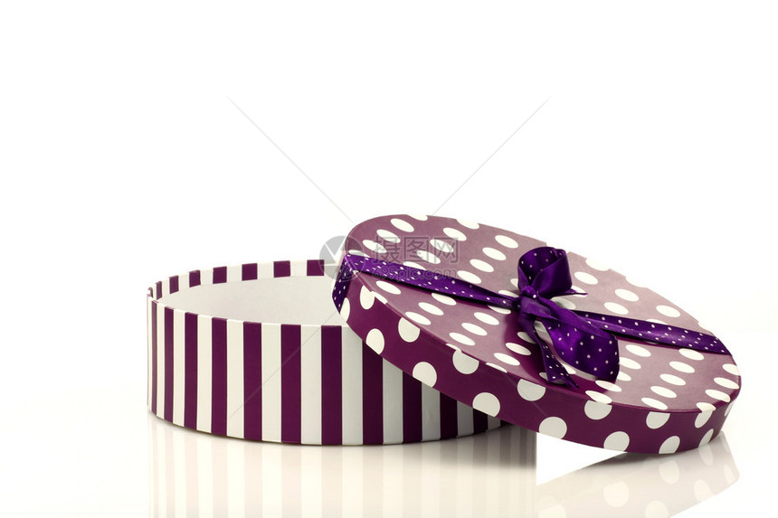 白色和紫色圆形礼品盒图片