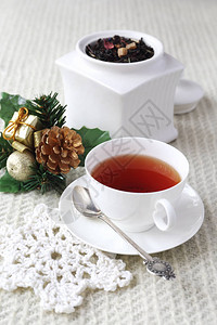新年茶饮白瓷碟风味红茶背景