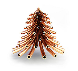 圣诞铜管树白色背景的3D插图片