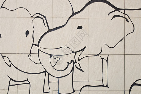 大象装饰砂石墙图案背景图片
