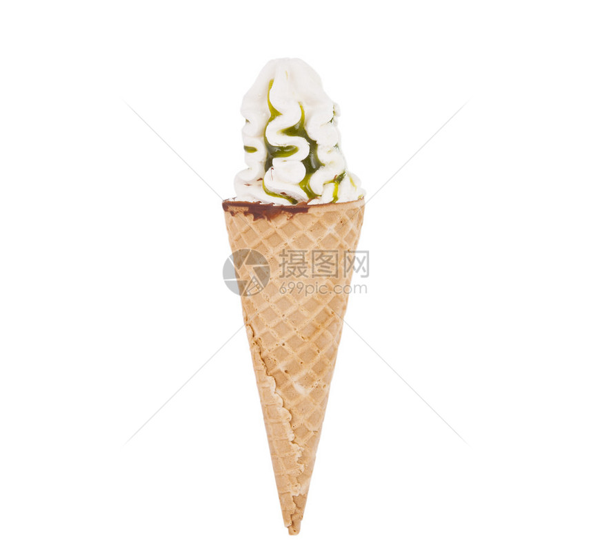 孤立在白色背景上的冰淇淋蛋筒图片