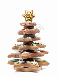 白背景上的姜饼圣诞树GingerbreadChri图片