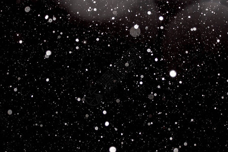 黑色背景上飘落的雪花图片