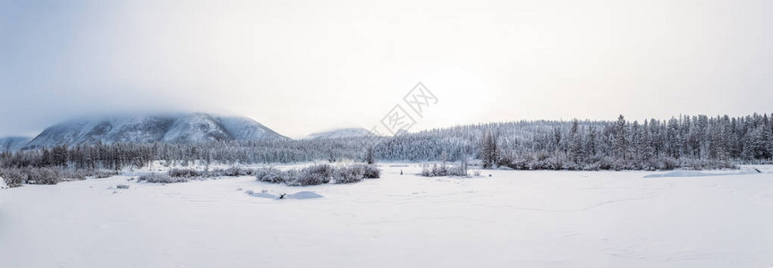 美丽的冬季风景山上有浮图片