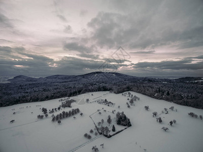 德国美丽的冬季景观与白雪覆盖的树木和图片
